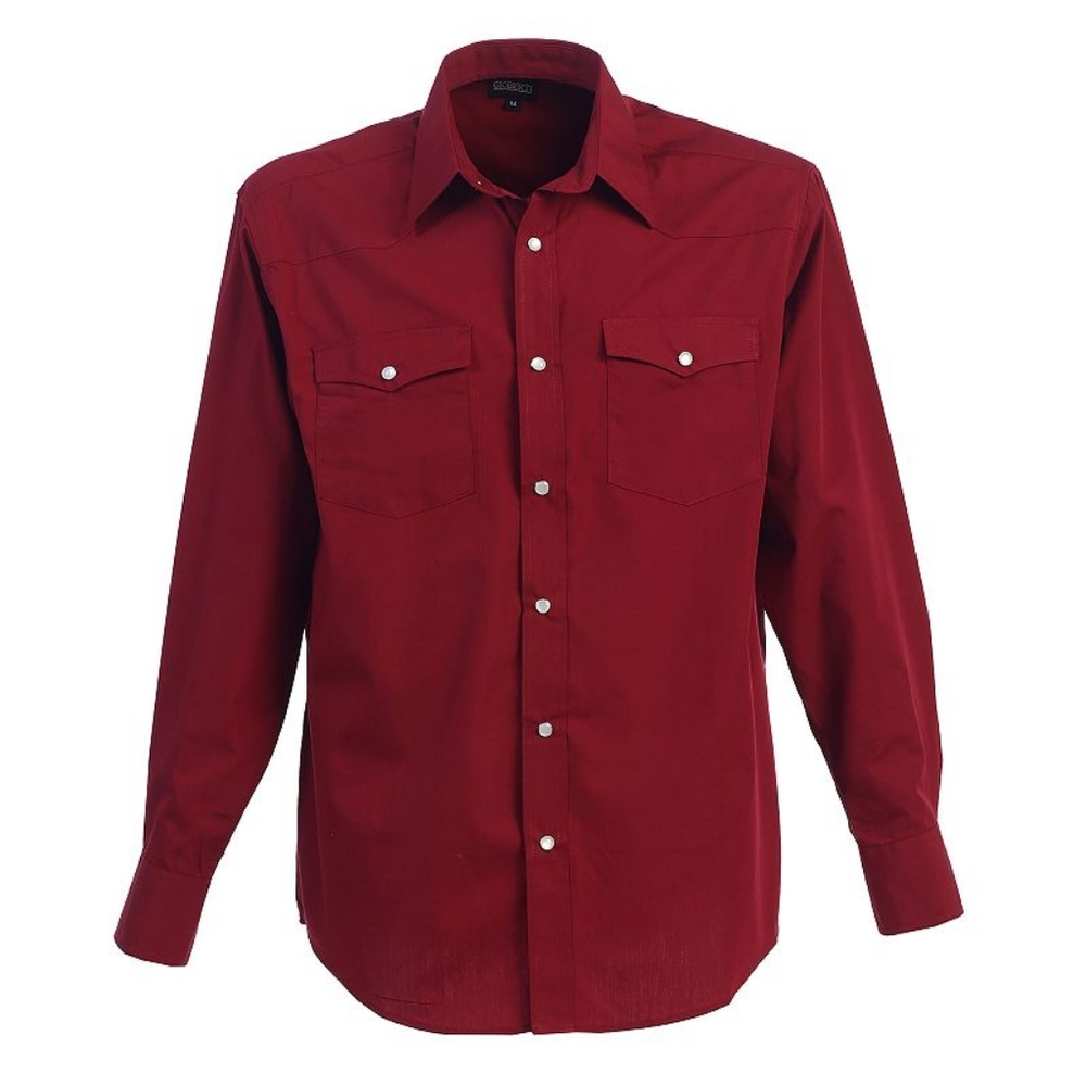 Men's Solid Western Shirt With Pearl On Buttons